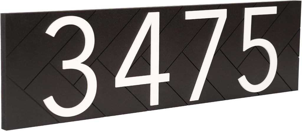 Address Signs for House - Modern Black 20” Horizontal House Number Sign