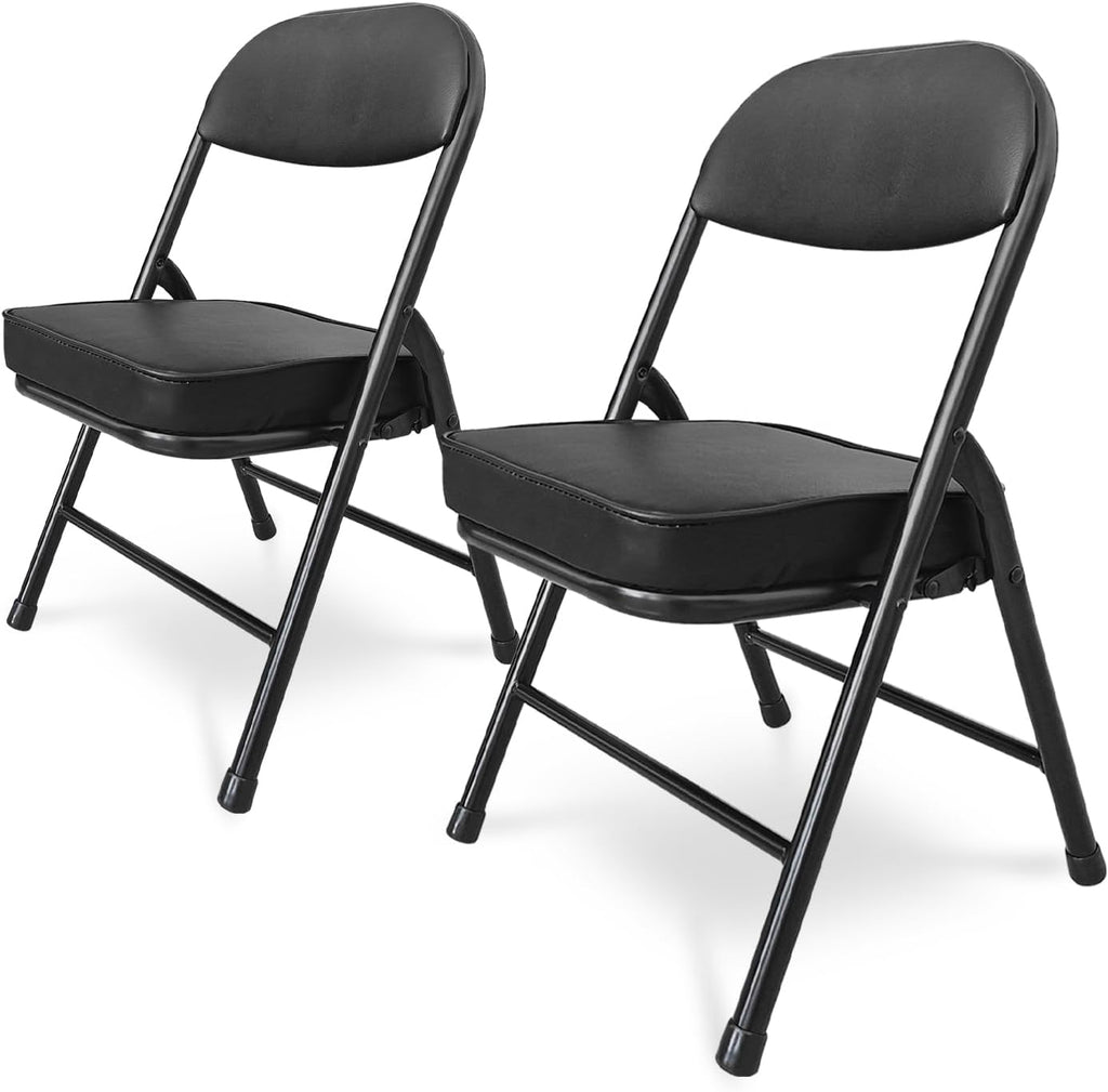 Mini Padded Folding Chair - Black 2 Pack Camping Stool