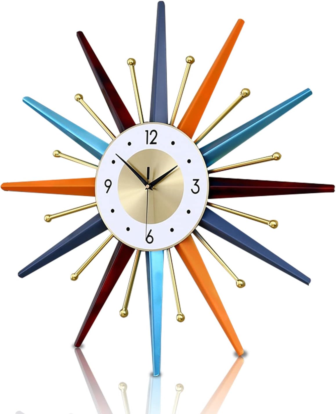 FIELDY Large Wall Clock 22 Inch Mid Century Wall Clocks Starburst Clock Non Ticking Battery Operated 3D Wall Clocks Home Décor for Living Room, Kitchen, Dining Room, Bedroom