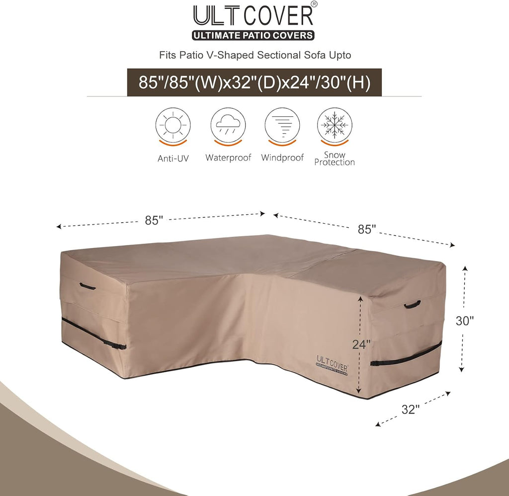 ULTCOVER Waterproof 5-Seater Patio V-Shaped Sofa Cover