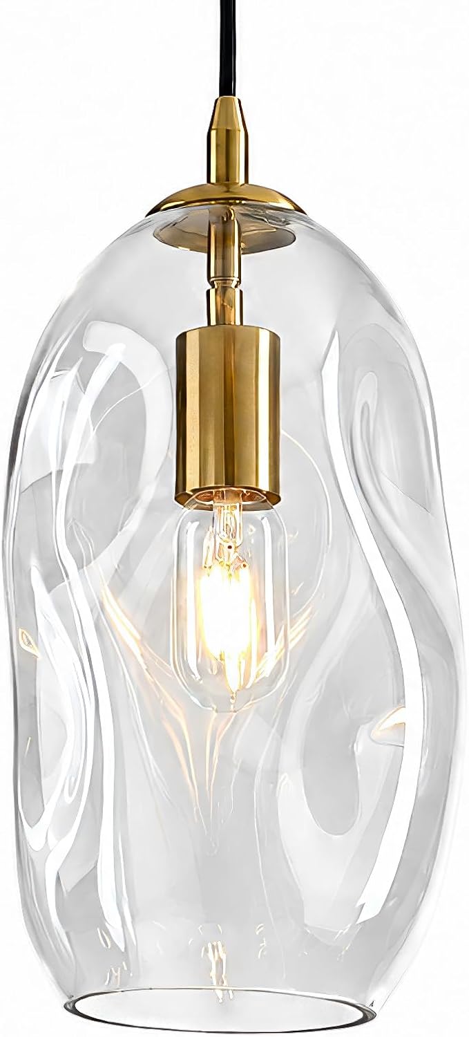 Glass Pendant Lights Kitchen Island Modern Gold Organic Clear Glass Light
