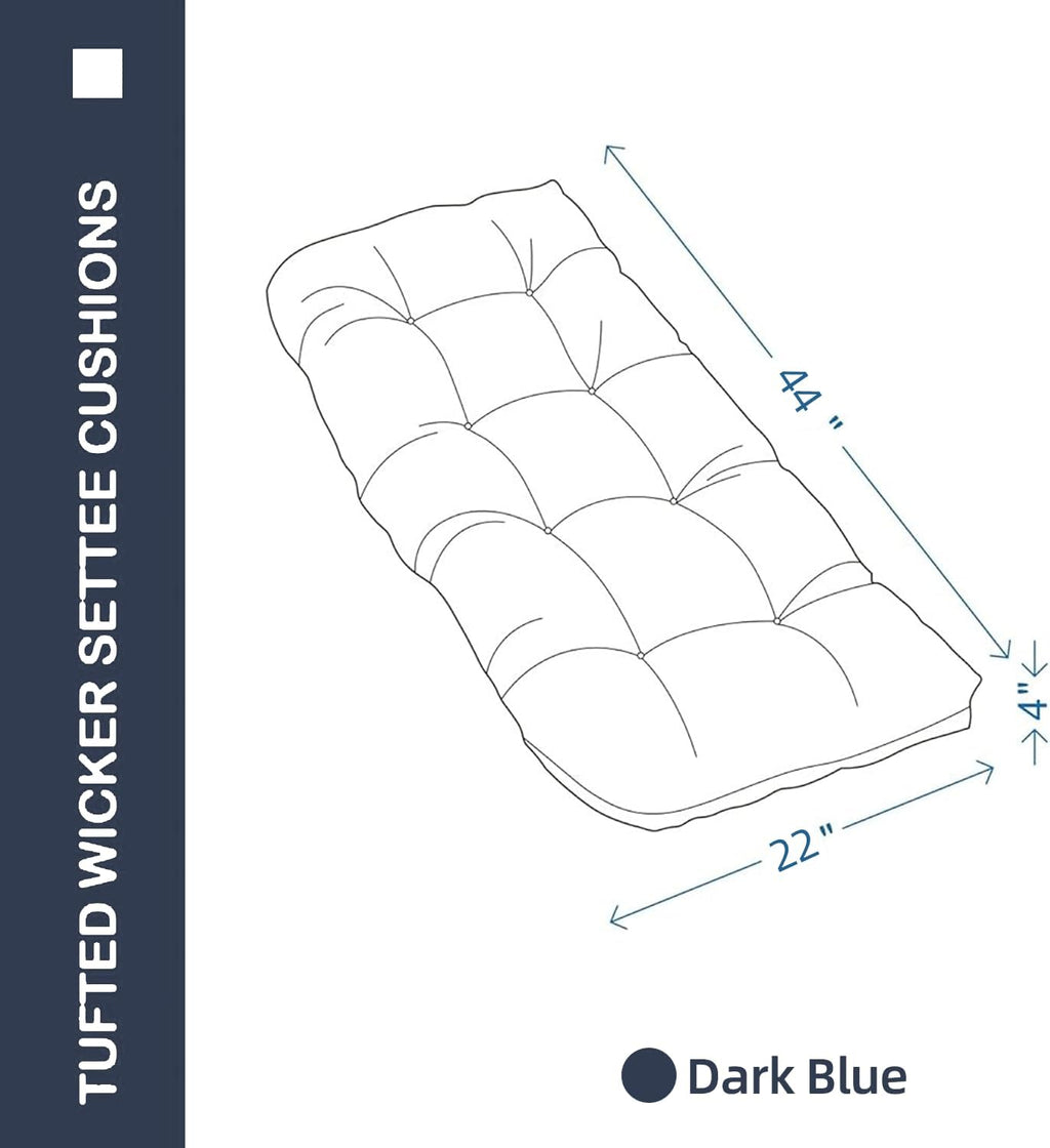 Outdoor Bench Cushion 44x22x4 Inch Loveseat Pad, Dark Blue