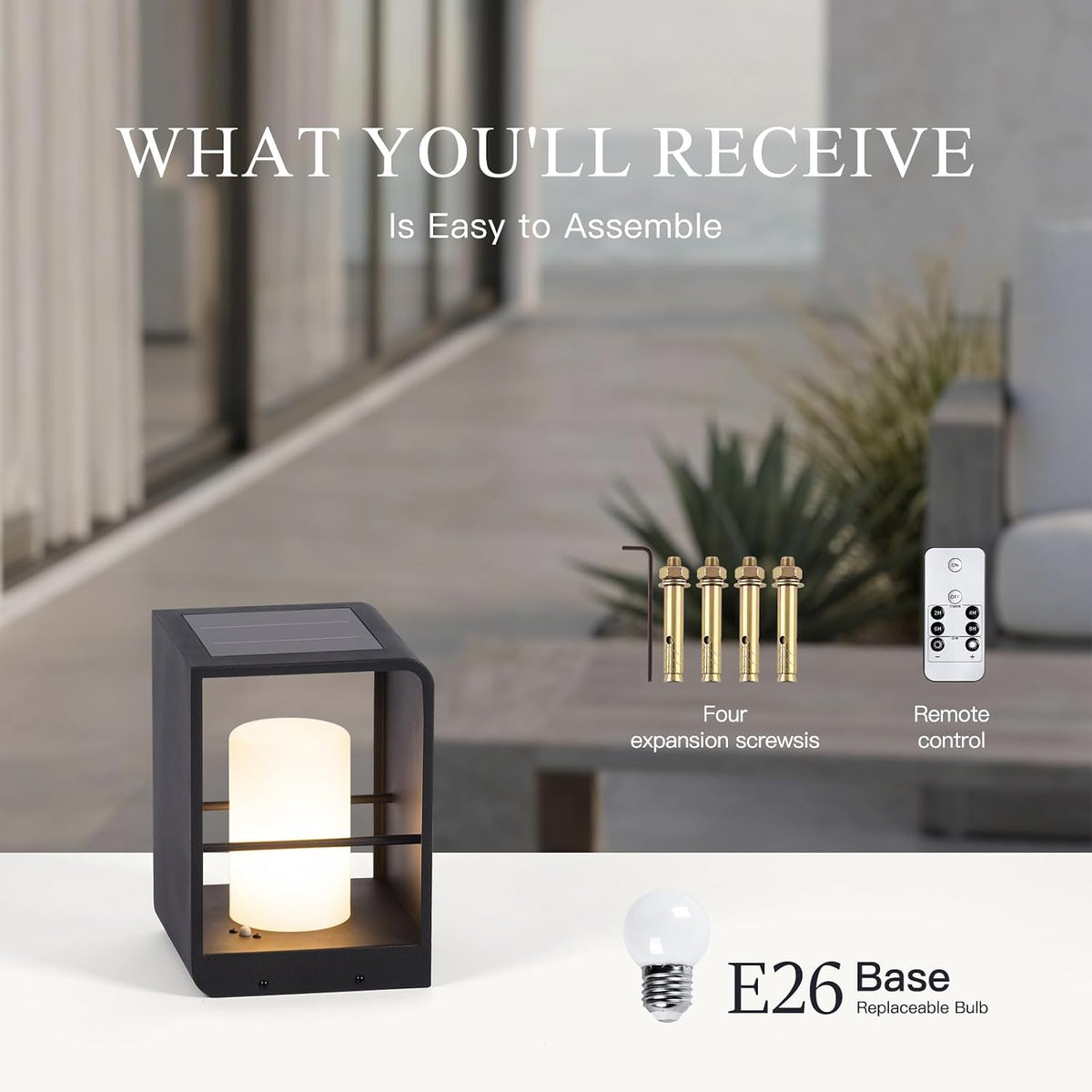 IP65 Solar Lanterns Outdoor Waterproof, LED Corner Floor Lamp Dimmable