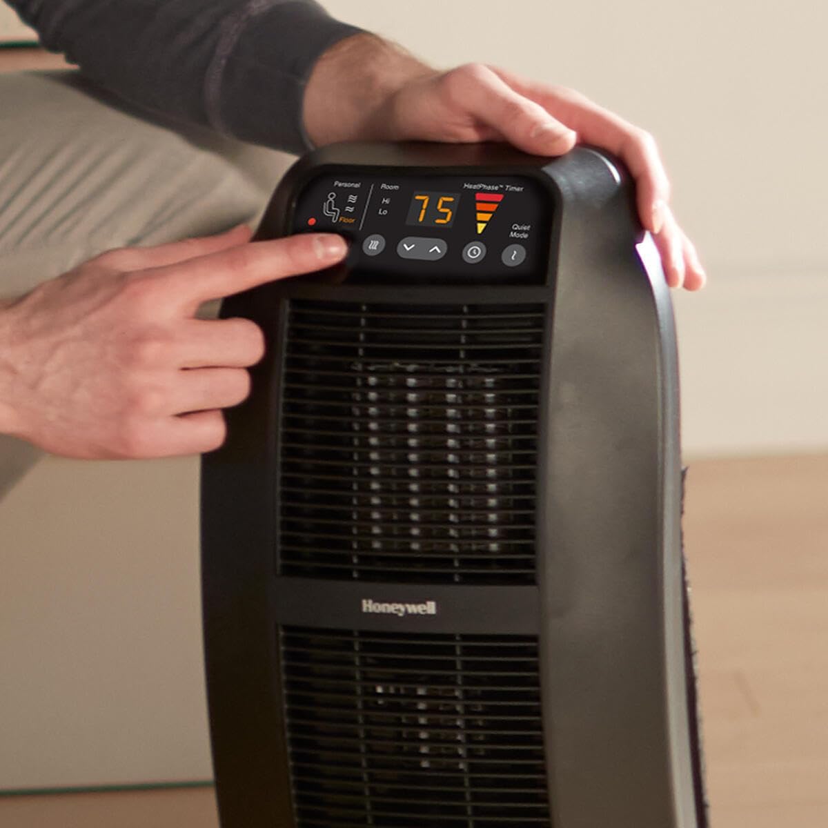 Honeywell HeatGenius Ceramic Heater, Black – Easy to Use Space Heater with Multi-Directional Heating, Digital Controls and Programmable Thermostat