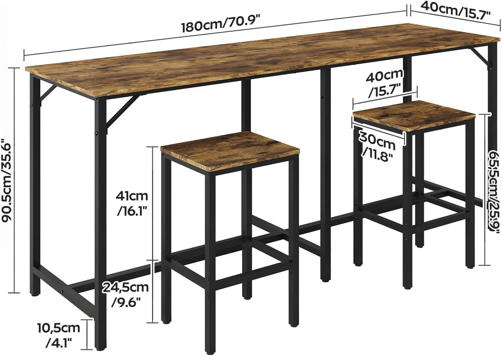 yatiney 70.9" bar table and chairs set, dining, package contents