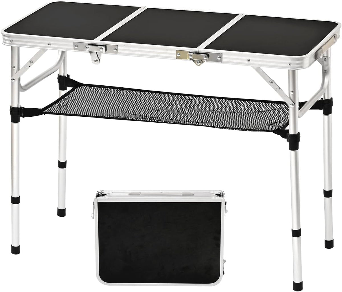 YihuiKo 3ft Folding Table, Portable Camping Table with Storage Net