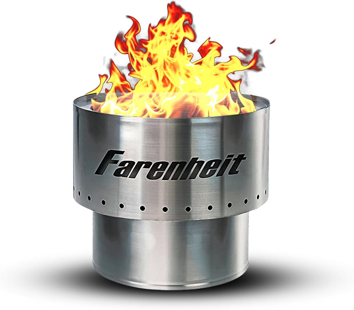 Farenheit 13.5" Stainless Steel Smokeless Fire Pit | Portable Outdoor Wood Burning Firepit for Backyard, Camping, Patio & Deck | Compact Low Smoke Design