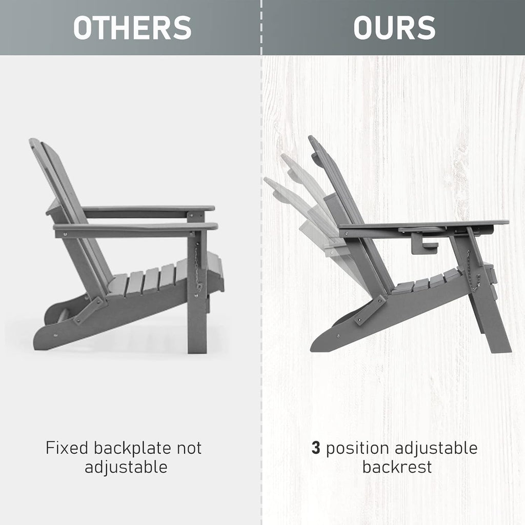 FUNBERRY Oversized Folding Adirondack Chair with Adjustable Backrest 400LBS