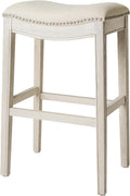 Maven Lane Adrien Backless Bar Stool, Cream, Natural Fabric, 31"