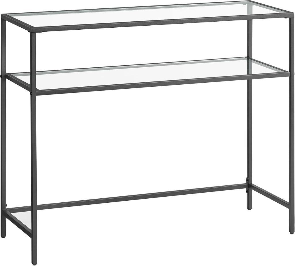 VASAGLE 39.4 Inchs Console Sofa Table, Tempered Glass, 2 Shelves