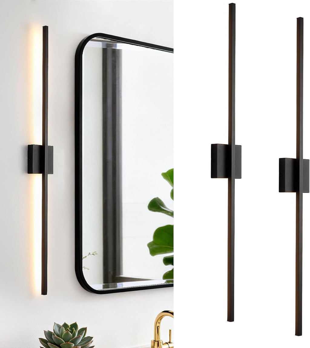 Black Wall Sconces Set of Two LED Dimmable Sconces Wall Lighting