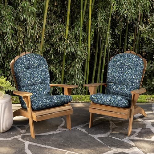 Arden Outdoor Tufted Adirondack Chair Cushion, 21.5x48, Blue Paisley