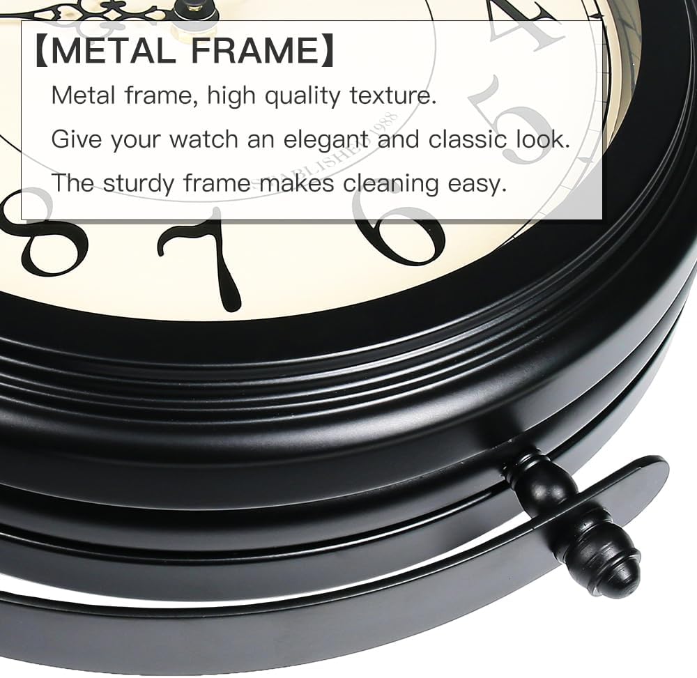 BESTIME 66264B 16-Inch Double Sided Metal Wall Clock with Black Frame.Sturdy Frame,Easy Read,Garden,Home Décor,Indoor,Outdoor,Farmhouse,Yard,Station,Office,Photography Props.