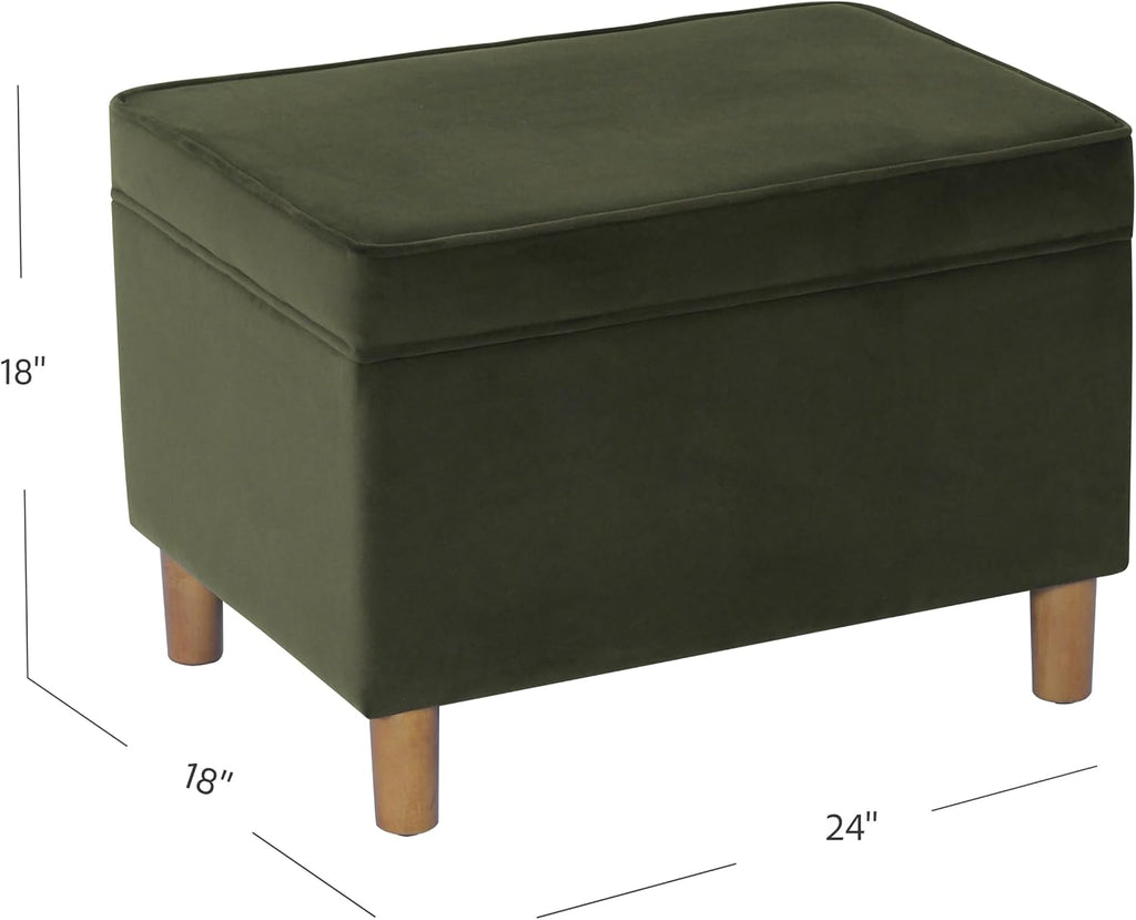 Spatial Order 24" Dinah Collection Storage Ottoman - Loden Green Velvet
