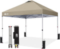 CROWN SHADES 10x10 Pop Up Canopy Tent with One Push Setup, Beige