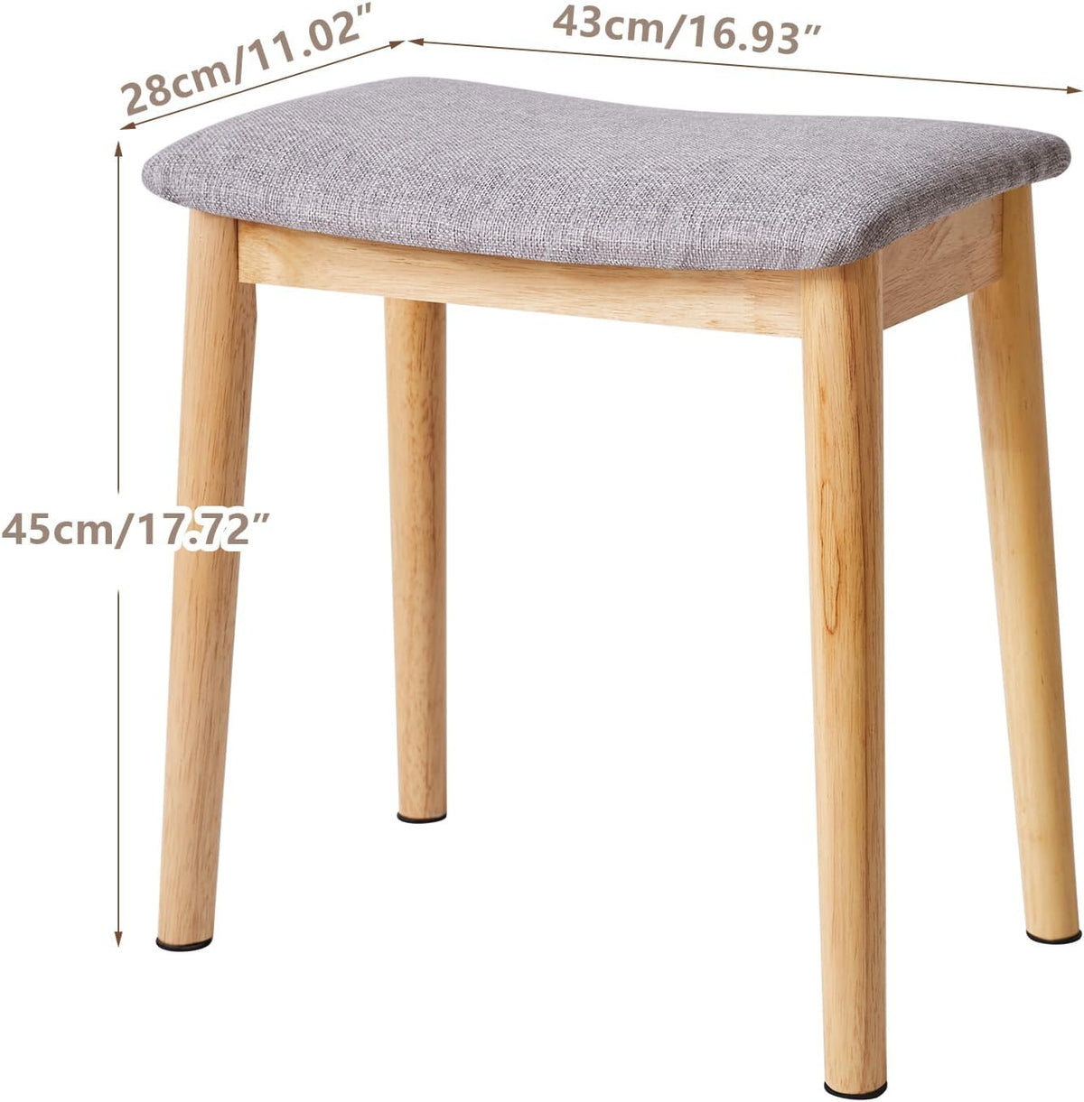 IBUYKE Saddle Cushion Vanity Stool Chair, Piano Bench, Light Gray WBD007NG
