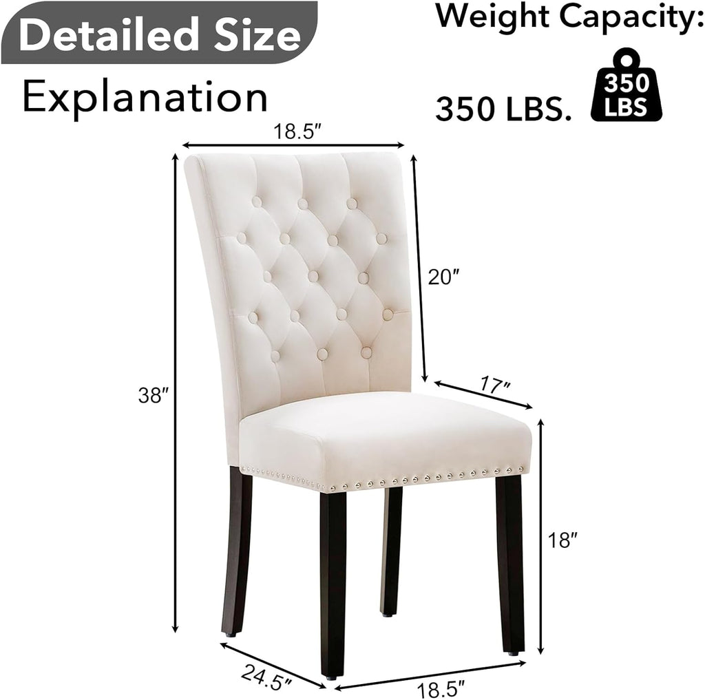 adochr Velvet Dining Chairs Set of 6, Parsons Kitchen Chair, Beige