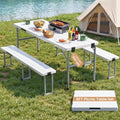 6' Picnic Table Set w/2 Benches 3-Piece 1-Case Camping Table Chair Set