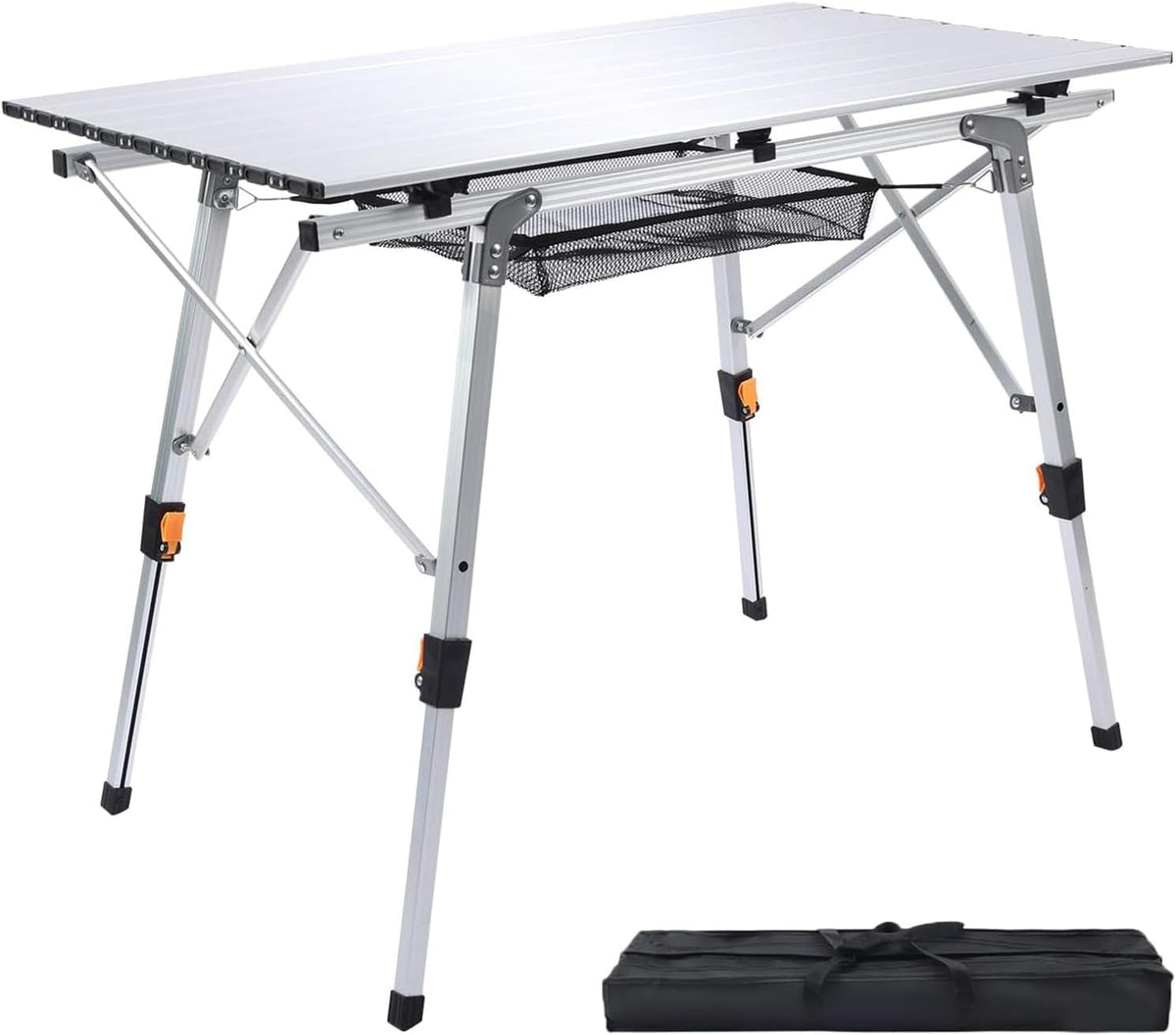 JOUYEK Folding Outdoor Camping Table, Lightweight Aluminum Camp Table White