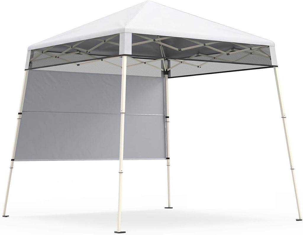 Tangkula 7x7 FT Pop Up Canopy with Center Lock & Sidewall, White