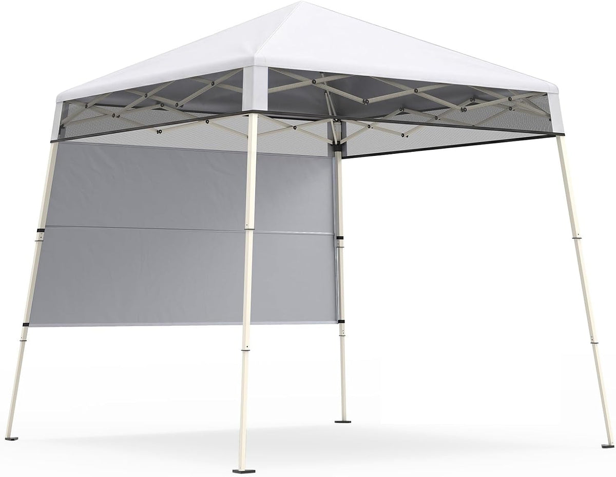 Tangkula 7x7 FT Pop Up Canopy with Center Lock & Sidewall, White