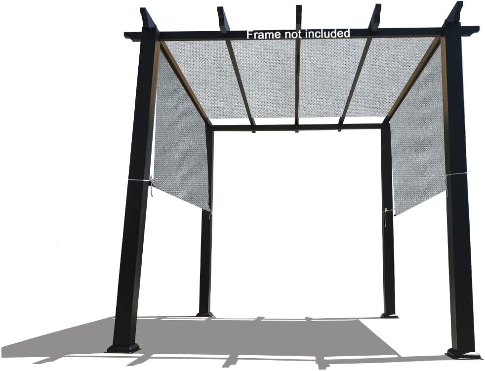 Universal Pergola Replacement Canopy Shade Cover with Breathable HDPE Fabric & Rod Pockets for 10 x 10 FT Pergola, Canopy Size: 192'' L x 106'' W (Light Grey)