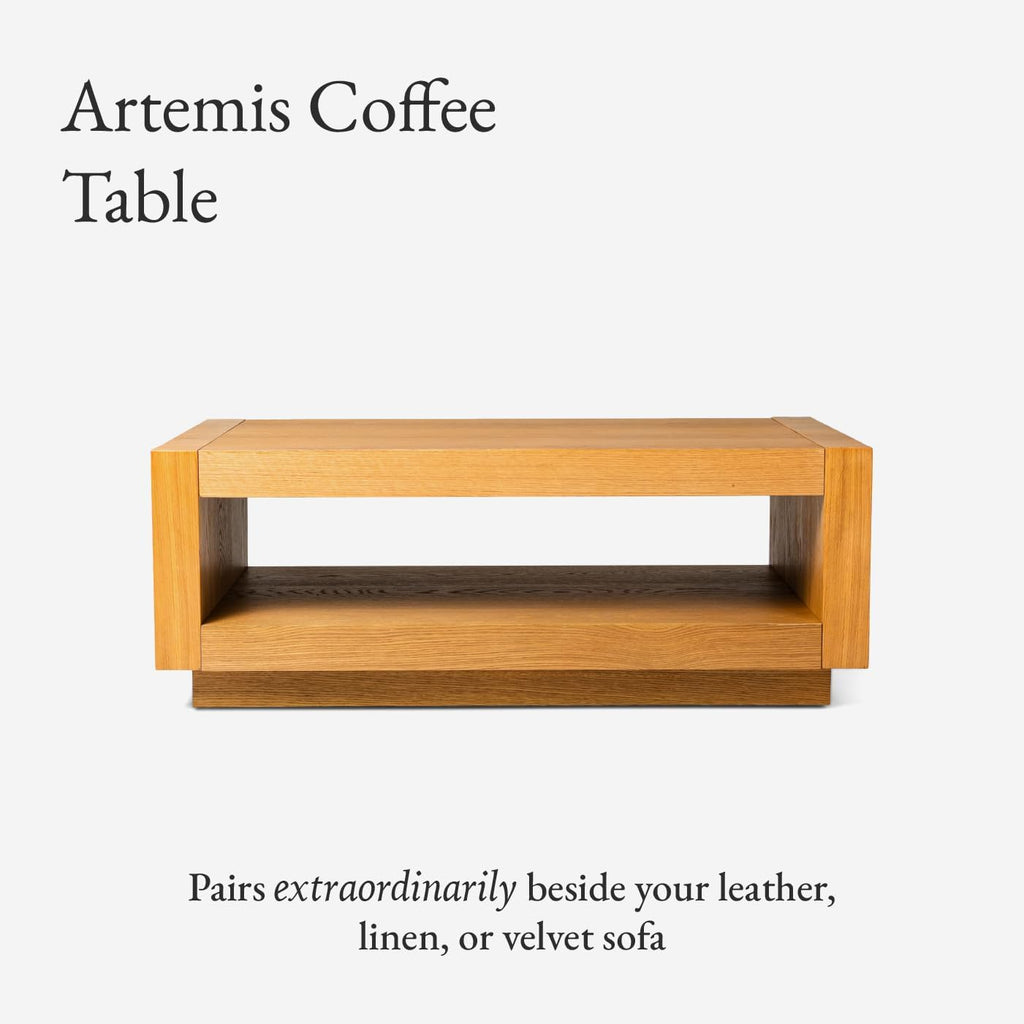 Maven Lane Artemis Coffee Table, Natural Solid Wood, 18"