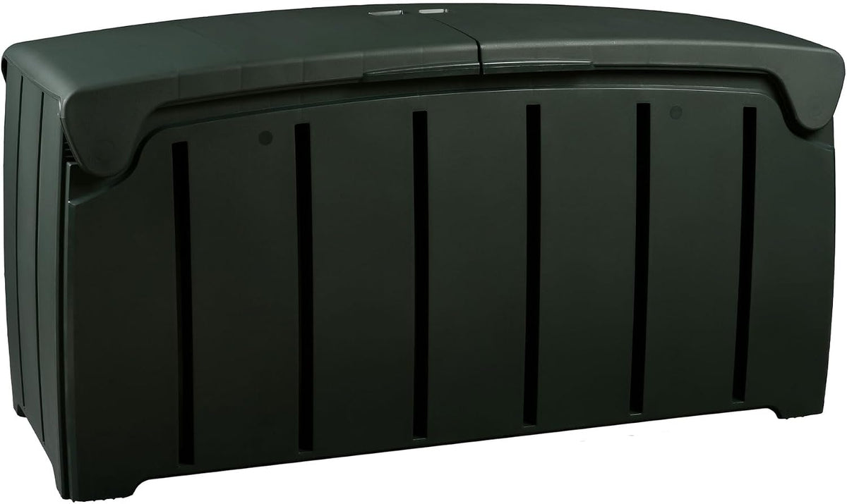 Ward Strata Outdoor Storage Bin, Hinged Lid, Black, 85 Gal