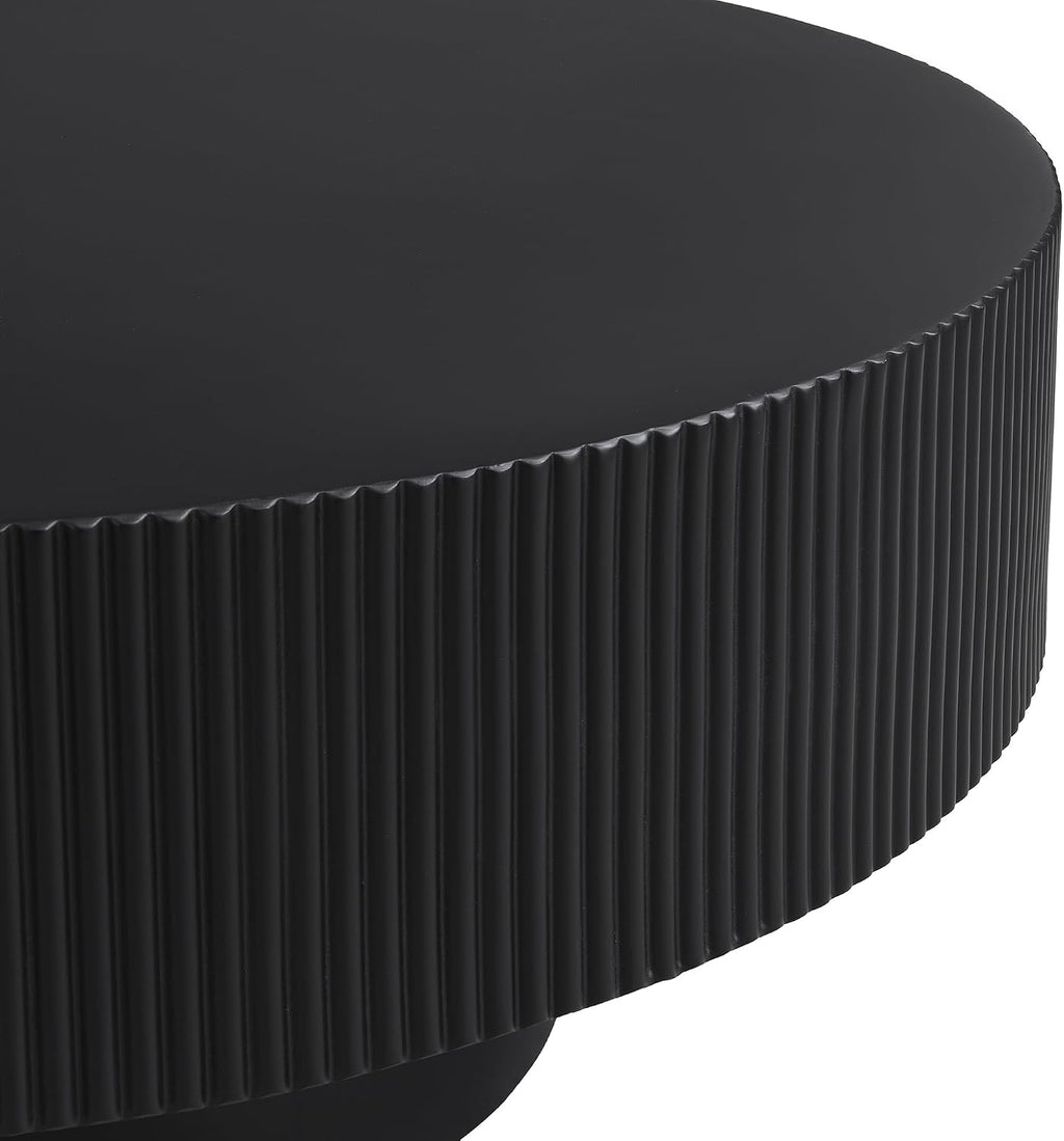 LUMISOL Modern Fluted Coffee Table with 6.8" Thick Tabletop, Black