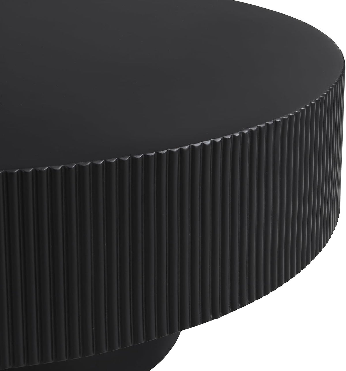 LUMISOL Modern Fluted Coffee Table with 6.8" Thick Tabletop, Black