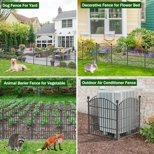 10 Panel No Dig Decorative Garden Fence with Gate 24" H x 20'L Dog Barrier