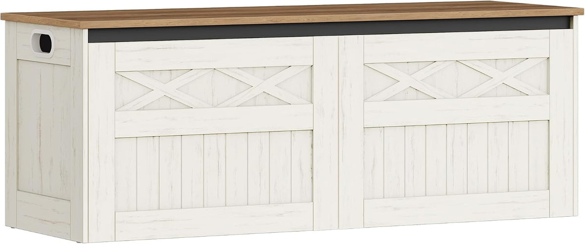 Hzuaneri 47" Farmhouse Storage Chest and Bench | 59 Gal | 330lb Seat