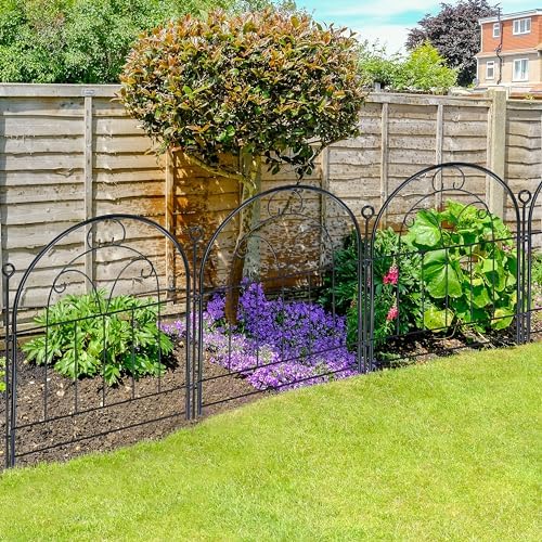 Decorative Garden Fence 17in(H) x 10ft(L), Rustproof Metal Animal Barrier