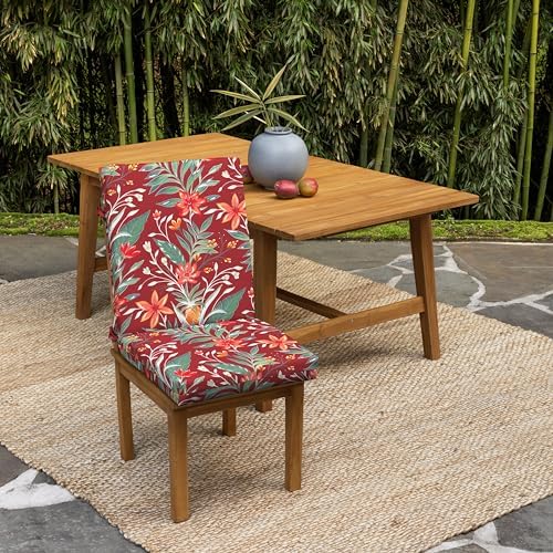 Arden earthFIBER Outdoor Dining Chair Cushion, 20 x 20, Rain-Proof, Fade Resistant, Luau Red Tropical Floral