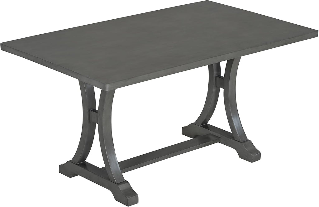 Merax 6-Piece Farmhouse Dining Table Set with Bench and Upholstered Chairs, Rectangular Table Set for 4-6, Kitchen & Dining Room Furniture, Antique Gray