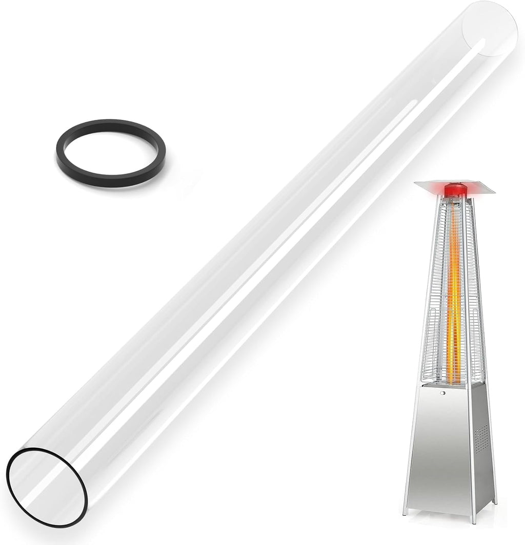 Patio Heater Glass Tube Replacement 49.5″ Tall 4″ Diameter with Rubber Ring