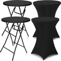 Wenqik 2 Sets 32"x43" High Top Folding Cocktail Tables & Covers,Black Table