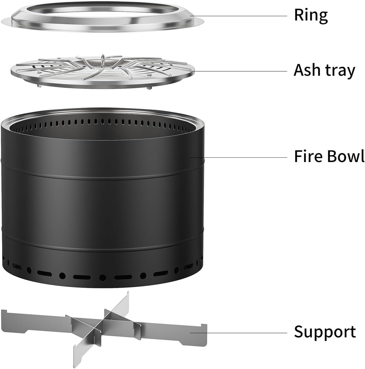 panovue 19.5 inch smokeless fire pit with carry, side view