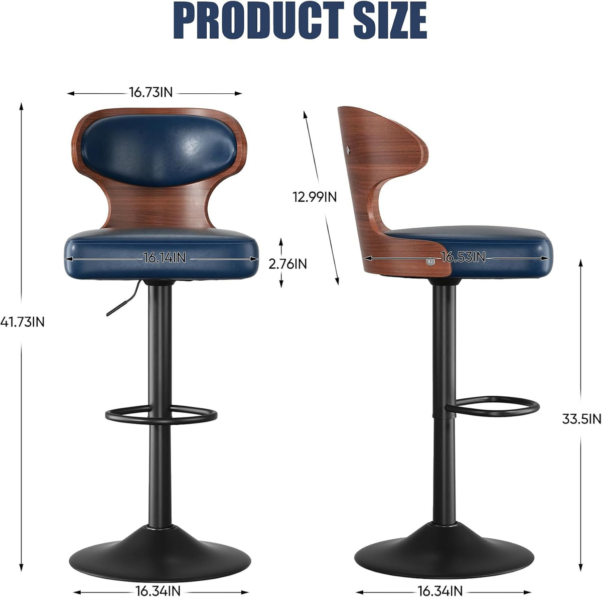 Swivel Bar Stools Set of 4,Adjustable Height Bentwood Barstools