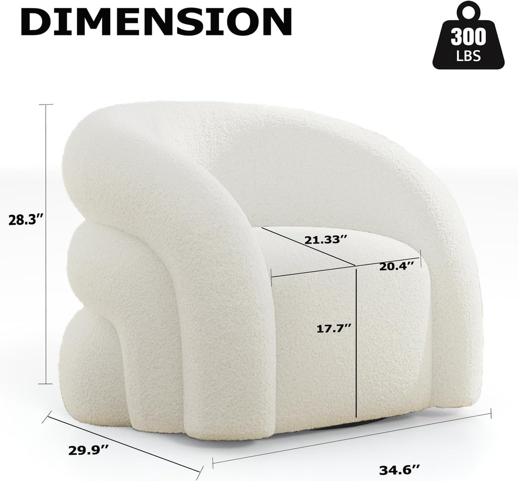 360° Swivel Accent Chair, Teddy Sherpa Barrel Chairs,No Assembly Required