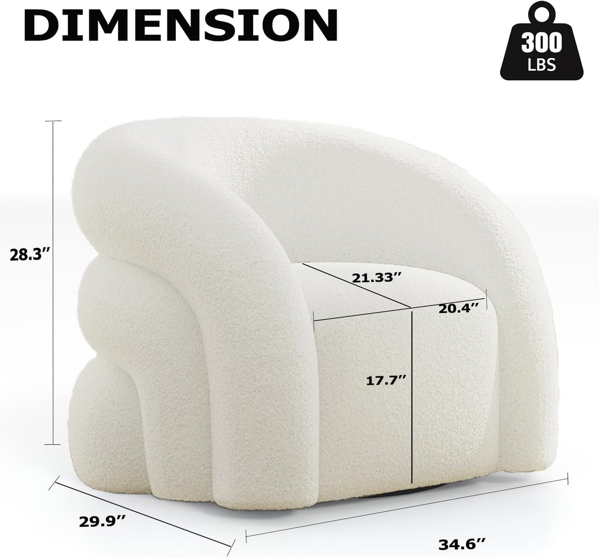 360° Swivel Accent Chair, Teddy Sherpa Barrel Chairs,No Assembly Required