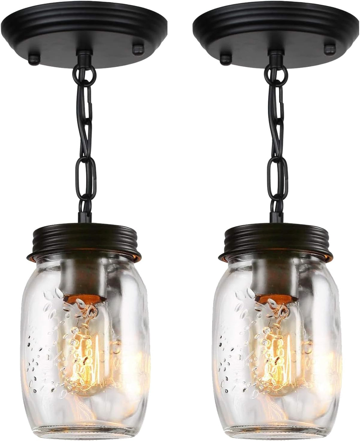 2 Pack Glass Mason Jar Light Fixtures Kitchen Island Lighting