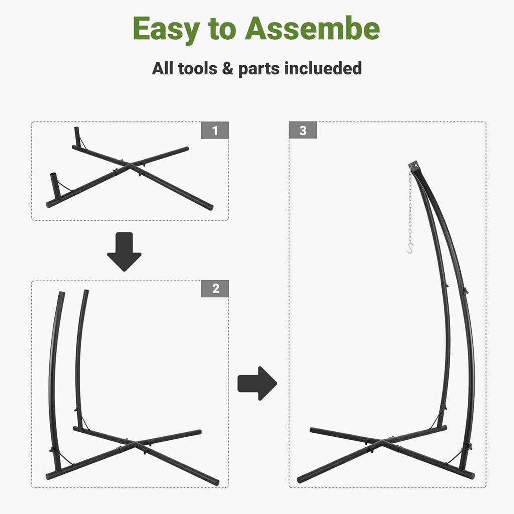 Hammock Swing Stand, Hanging Chair C-Stand w/Buckle & Spring Hook