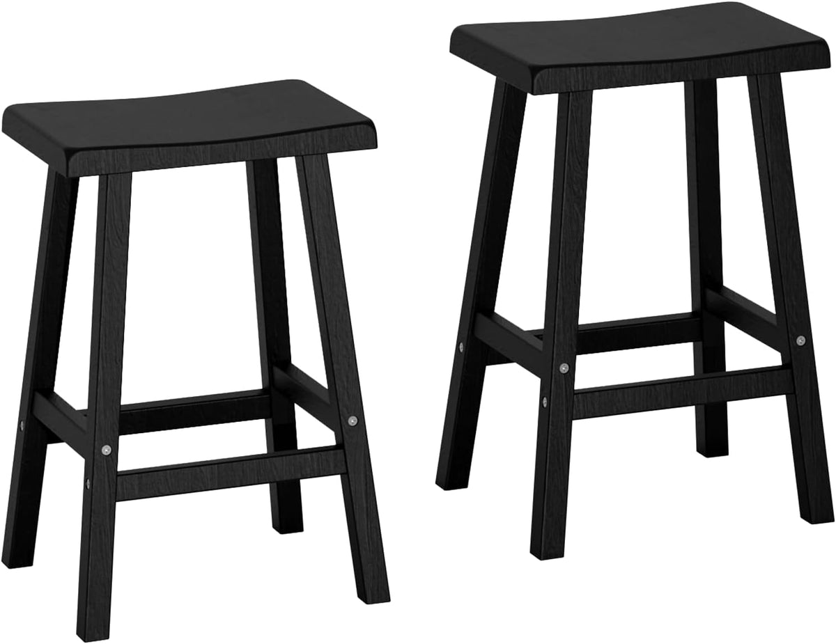 PatioZen Bar Stools, 29'', Black, Set of 2