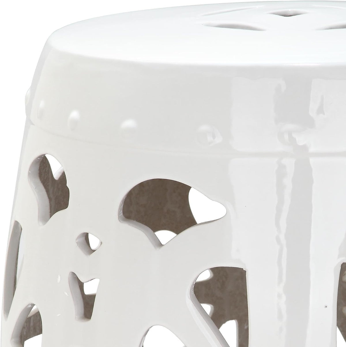 Safavieh Stencil Blossom Ceramic Decorative Garden Stool, Antique White