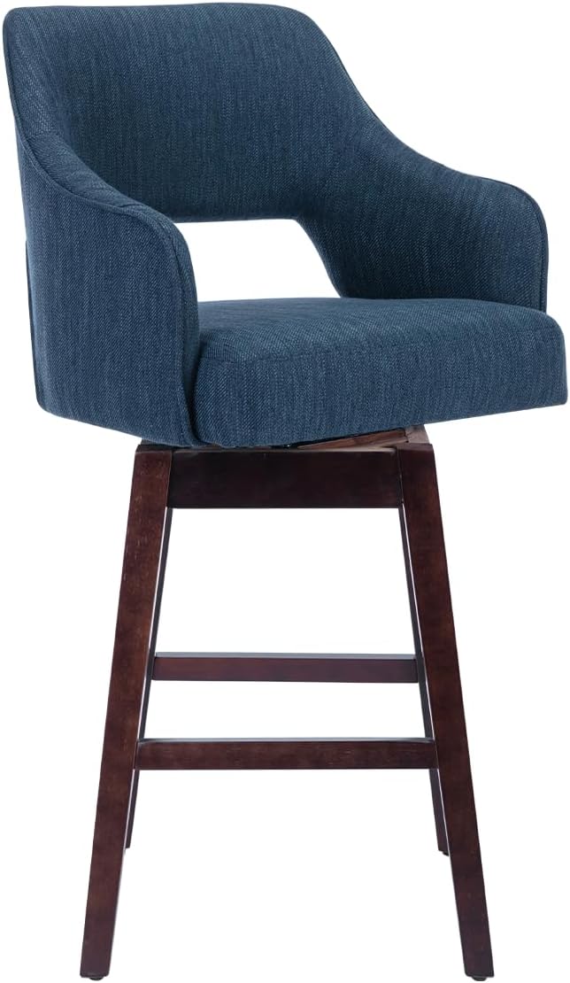 Kmax Single Swivel Counter Height Bar Stool, Blue Linen