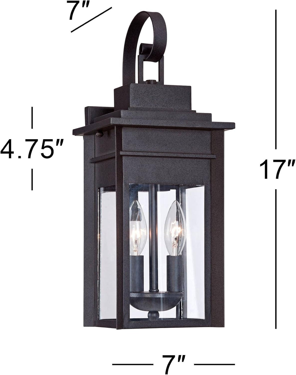 Bransford 17" Black-Gray Traditional Outdoor Lantern Wall Light Fixture