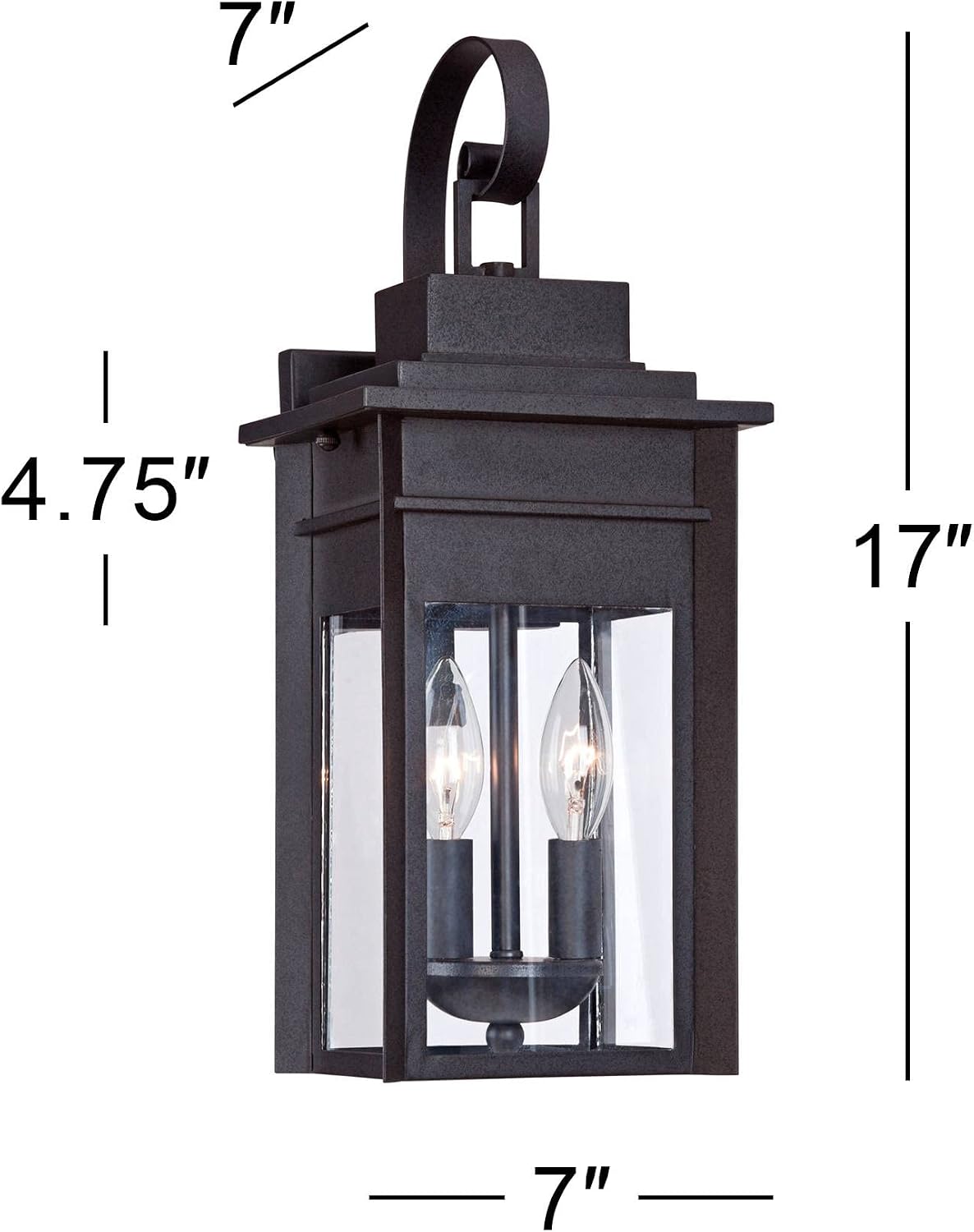 Bransford 17" Black-Gray Traditional Outdoor Lantern Wall Light Fixture