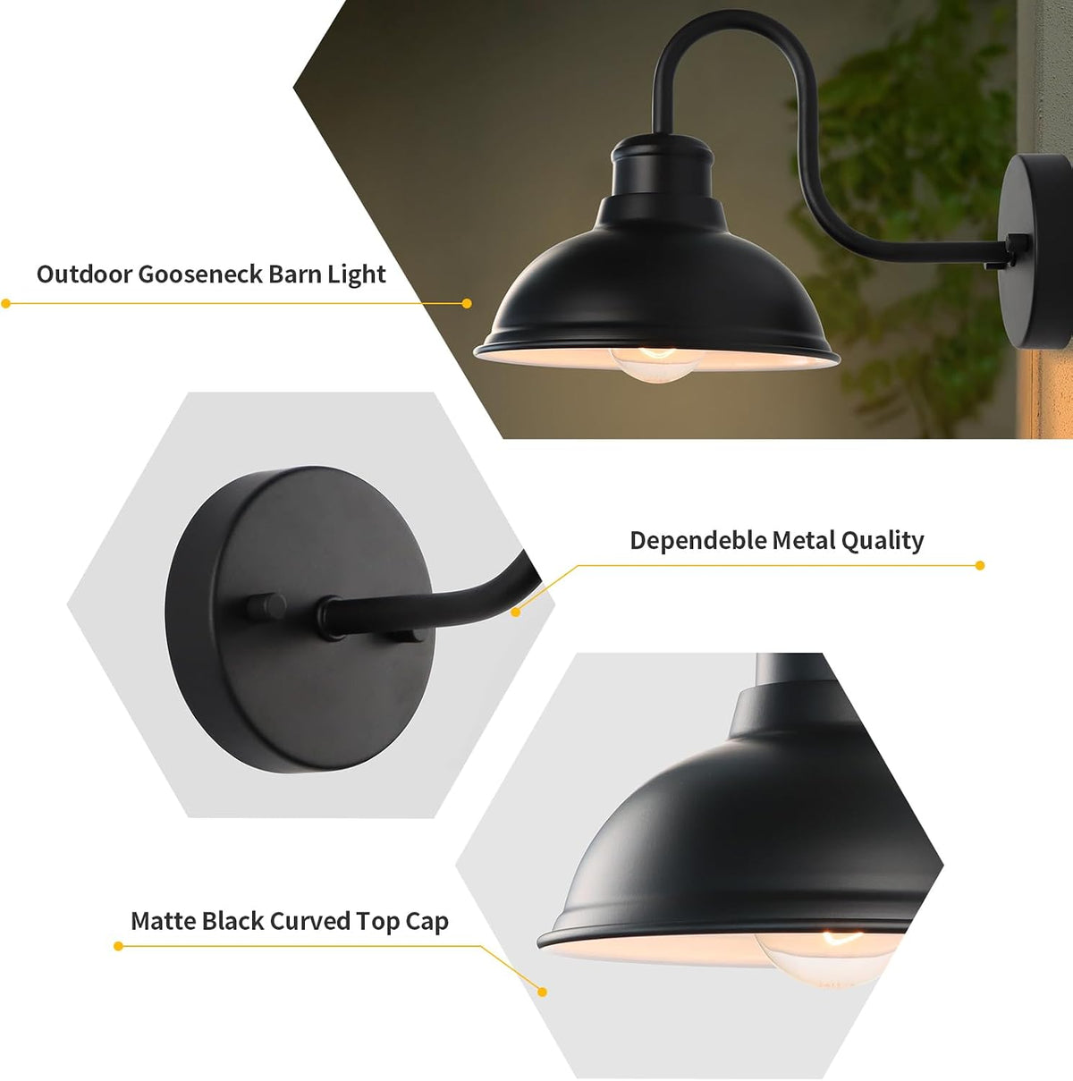 Barn Light Outdoor Wall Lights 8" Exterior Lighting Fixtures 2 Pack