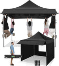 COBIZI 10x10 Pop Up Canopy Tent with Awning,Heavy Duty Canopies,Black